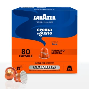 Lavazza Crema e Gusto Forte, compatibile Nespresso, Cafea capsule, aluminiu, 80 buc