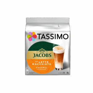 Tassimo Jacobs Latte Macchiato Caramel, 8 capsule cafea + 8 capsule lapte
