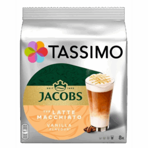 Tassimo Jacobs Latte Macchiato Vanilla, 8 capsule cafea + 8 capsule lapte